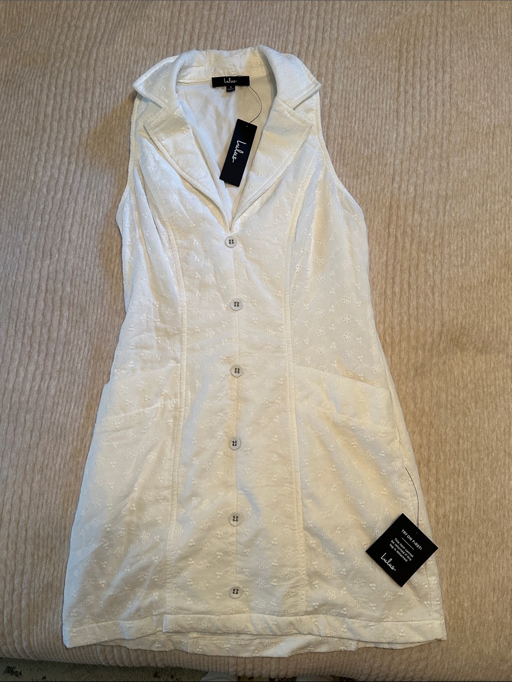 Lulu's White Floral Eyelet Dress